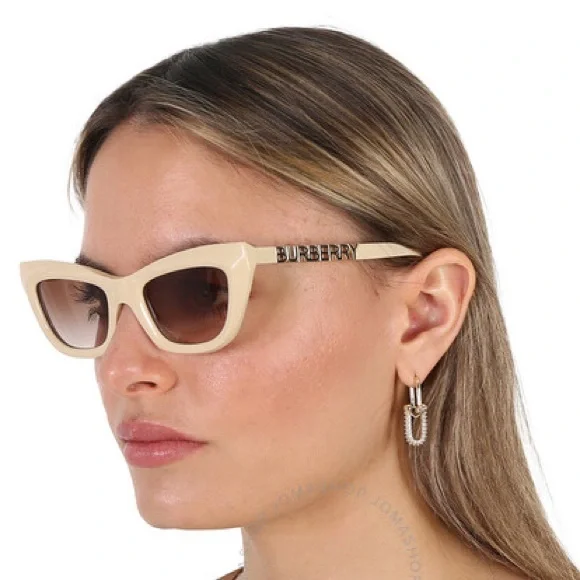 NEW BURBERRY CAT EYE SUNGLASSES BE4409 4092/13 BEIGE BROWN EYEWEAR BE4409 409213 - Picture 2 of 7